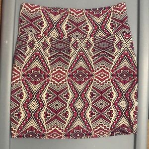 Cute Spring/ Summertime mini skirt. Magenta, navy blue, & white Art Deco print.